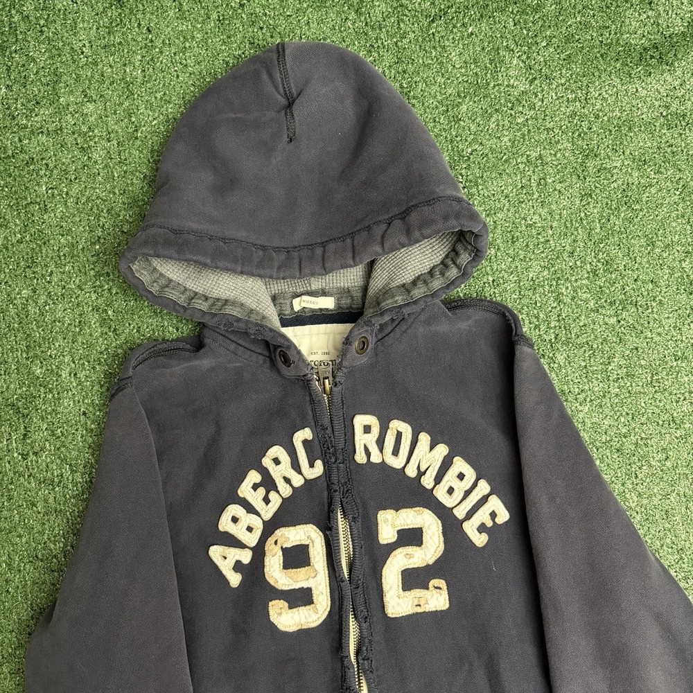VTG Abercrombie Fitch Hoodie Size 2XL Blue Mens Pullover Skate Y2K Grunge